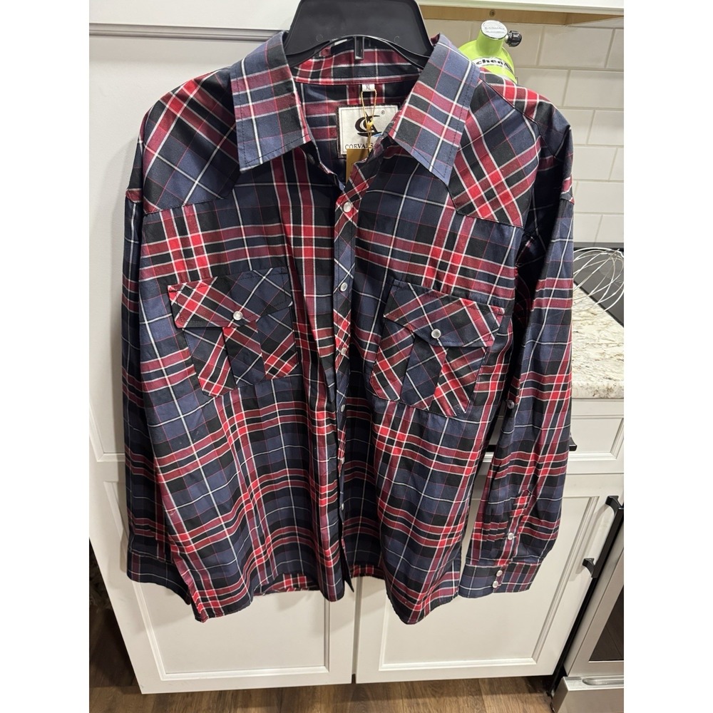 Coevals Club Pearl Snap Men's Size XLPlaid Western Cowboy Long Sleeve Shirt NWT